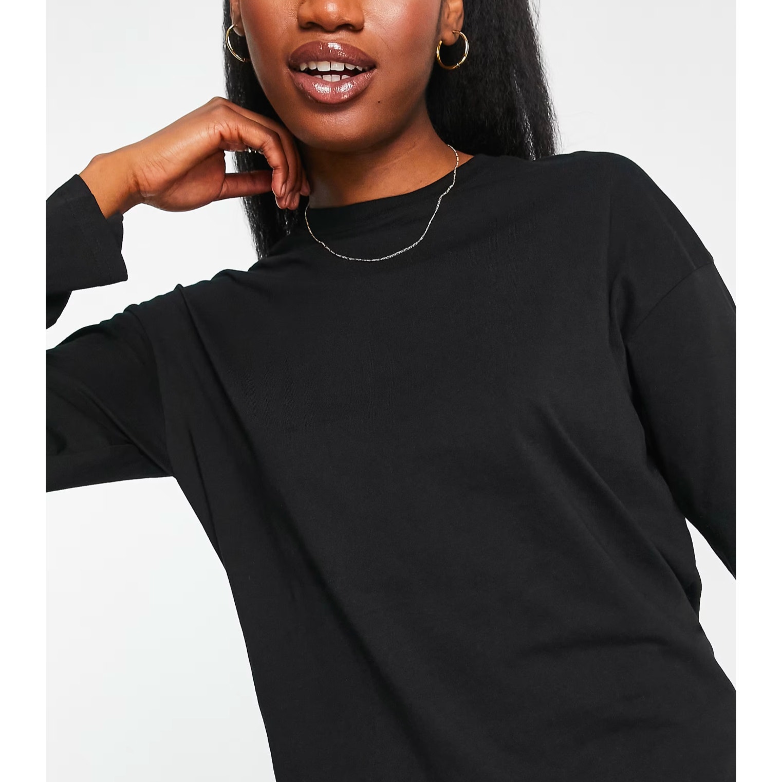 Monki Black Long Sleeve Shirt Large — image 6 of 8